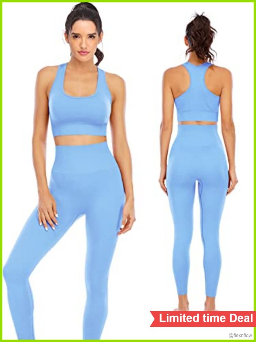 Seamless Workout Set 2 Piece High Waisted Leggings Padded Sports Bra Yoga Gym